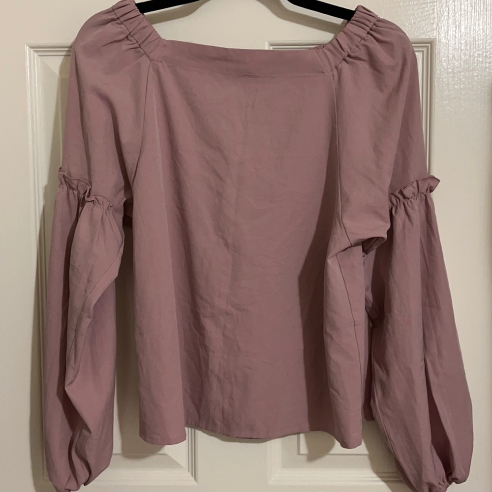 Old rose off shoulder long sleeve blouse.